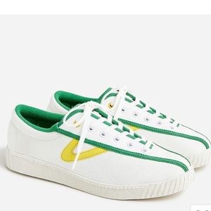 Tretorn X JCrew Green, White and Yellow Gym shoes Sneakers Size 7.5 Nylite